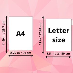 K&ouml;nnte beinhalten: Ein Vergleich der Abmessungen eines Standard-A4-Blattes und eines Letter-Blattes. Das A4-Blatt misst 29,7 cm x 21 cm, w&auml;hrend das Letter-Blatt 27,94 cm x 21,59 cm misst.