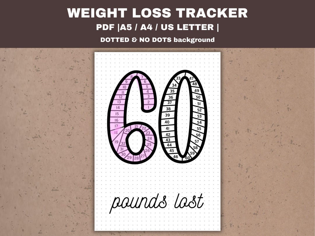 Weight Loss Tracker 60 Pounds Lost, Printable Fitness Journal Page - Etsy
