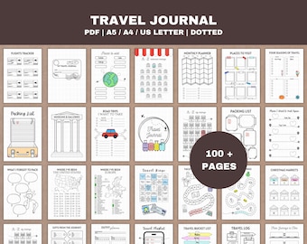 Travel Journal Printable Travel Planner Pages (Dotted)