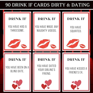 Juego de beber Dirty & Dating Drink If Cards Imprimible Never Have I Ever Juego de fiesta para adultos mayores de 18 años PDF Juego de fiesta del día de San Valentín