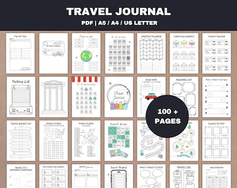 Diário de Viagem Imprimível - Páginas para Planejar Férias - Planejamento de Viagem em PDF