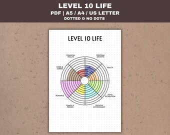 Planificador de la Rueda de la Vida: Nivel 10, Seguimiento de Metas (Descarga PDF)