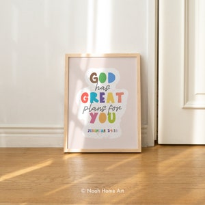 God Has Great Plans For You, Jeremiah 29:11, Bible Verse For Kids, Nursery Decor, Christian Wall Art, Trendy Wall Art, Digital Download