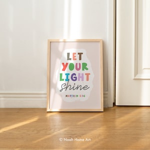Let Your Light Shine, Matthew 5:16, Bible Verse For Kids, Nursery Decor, Christian Wall Art, Trendy Wall Art, Digital Download
