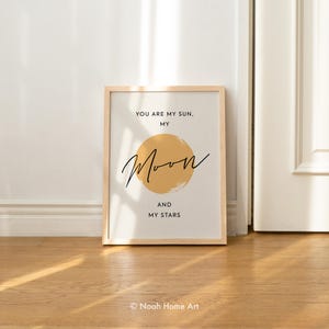 You Are My Sun Moon Stars Print, Modern Love Quote Wall Art, Minimalist Home Decor, Romantic Wall Print, Digital Download
