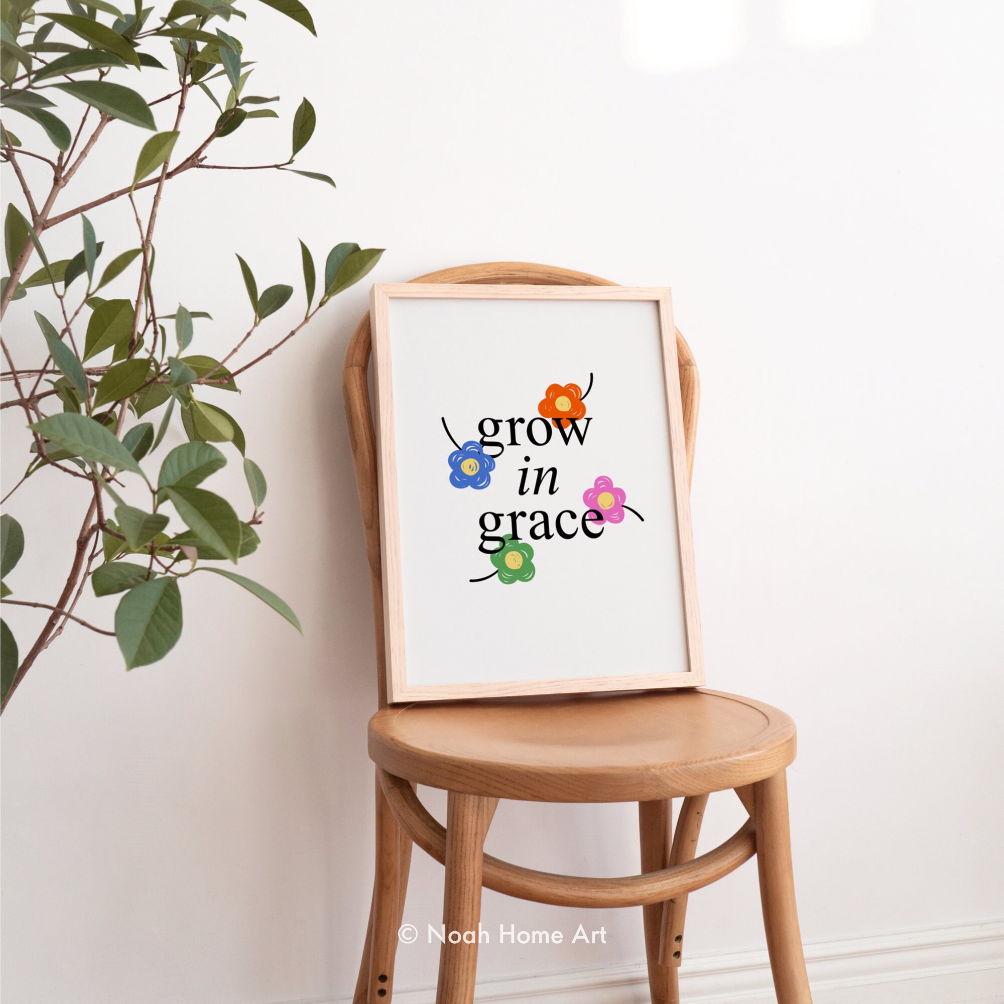 Grow in Grace Print, Cozy Art Poster, Christian Wall Art, Home Decor ...