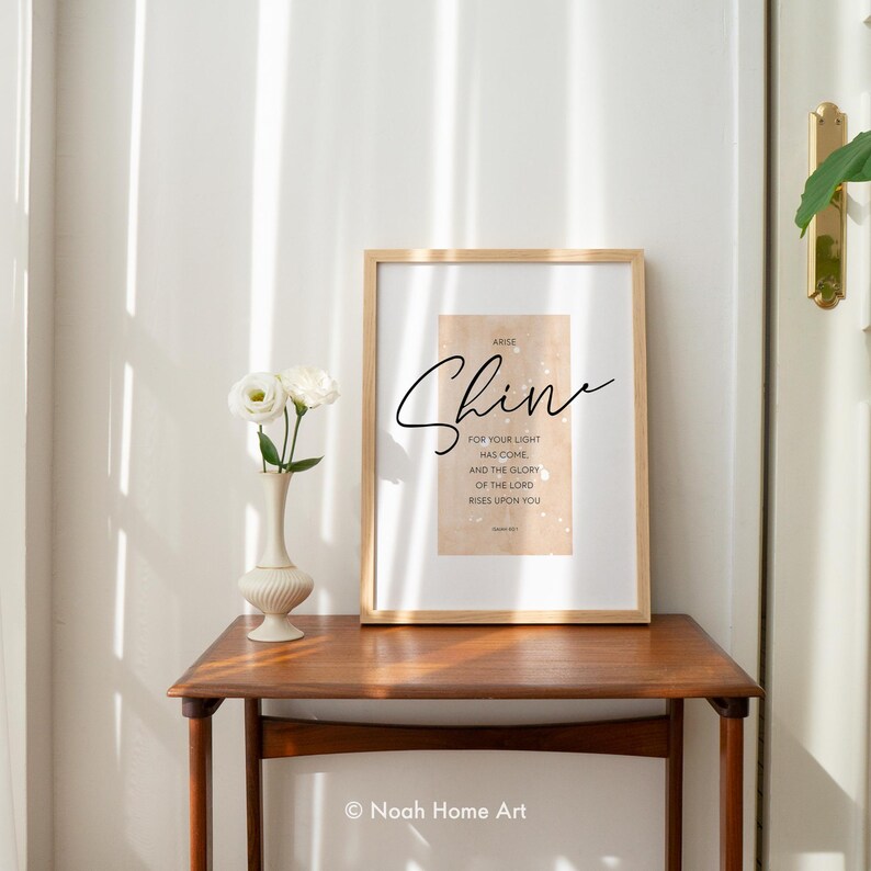 Arise Shine Bible Verse Print, Isaiah 60:1 Scripture Art, Modern ...