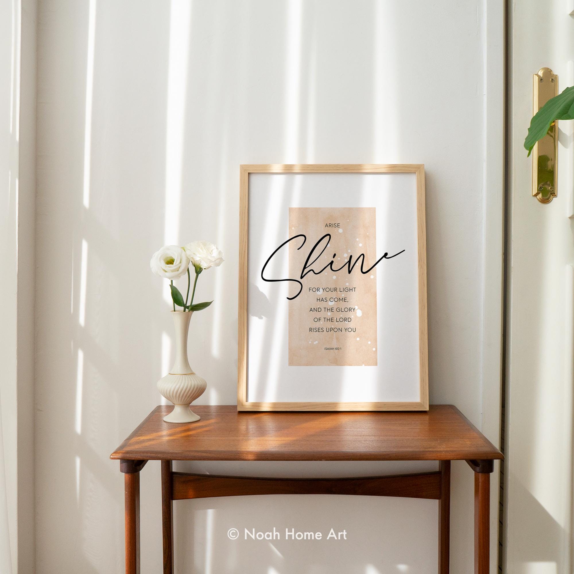 Arise Shine Bible Verse Print, Isaiah 60:1 Scripture Art, Modern ...