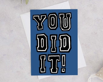 You Did It Card, Graduation Card, Encouragement Card, Congratulations Card, Handmade Greeting Cards, You Did It Painting Card