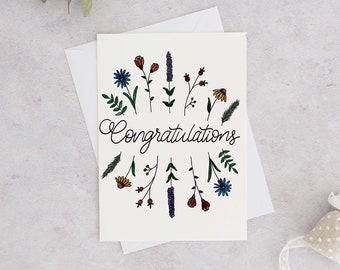 Congratulations Greeting Card, Cute Flower Card, Wedding Card, Congratulations Card, Baby Shower Card