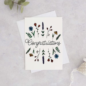 Congratulations Greeting Card, Cute Flower Card, Wedding Card, Congratulations Card, Baby Shower Card image 1