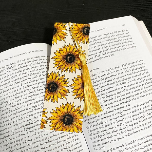 Sunflower Bookmark, Watercolour Sunflower Bookmark, Cute Bookmark, Hand Painted Bookmark, Watercolour Sunflowers Bookmark