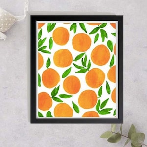 Watercolour Orange Print, Cute Watercolour Print, Orange Pattern Print, Watercolour Fruit Painting, Watercolour painting, Watercolour Orange