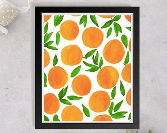 Watercolour Orange Print, Cute Watercolour Print, Orange Pattern Print, Watercolour Fruit Painting, Watercolour painting, Watercolour Orange