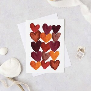 Boho Hearts Valentijnsdagkaart, Happy Valentijnsdagkaart, Boho Vibe Valentine, Handgeschilderde Valentijnsdagkaart, Aquarel Hartkaart
