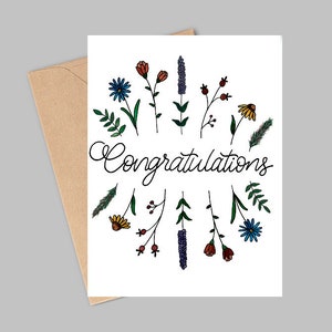 Congratulations Greeting Card, Cute Flower Card, Wedding Card, Congratulations Card, Baby Shower Card image 2