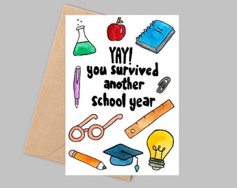 Carte Fin D Annee Scolaire Etsy