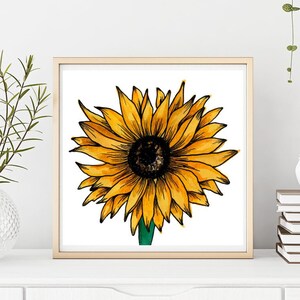 Sunflower Watercolour Print, Sunflower Painting, Sunflower Art, Watercolour Home Decor, Watercolour Flowers