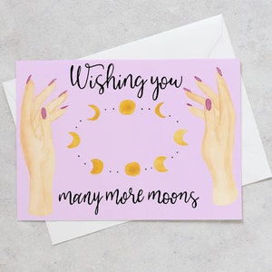 Wishing You Many More Moons Birthday Card, Moons Birthday Card, Astrology Birthday Card, Witchy Birthday Card