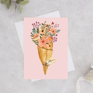 Happy Mother's Day Card - Floral Bouquet, Floral Mother's Day Card, Watercolour Mother's Day, Handmade Cards, Watercolor Flower Bouquet Card