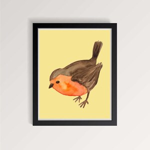 Adorable Robin Print, Watercolour Robin Painting, Nursery Decor, Baby Bird Nursery Decor, Cute Baby Bird, Cute Bird Painting