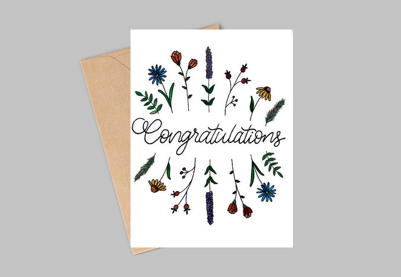 Congratulations Greeting Card, Cute Flower Card, Wedding Card, Congratulations Card, Baby Shower Card image 2