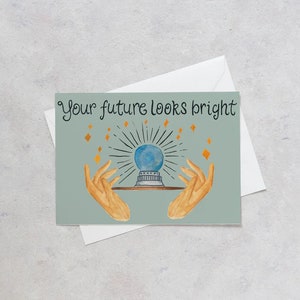 Votre avenir s'annonce radieux, carte de félicitations, carte de remise des diplômes, boule de cristal, carte de bonne chance