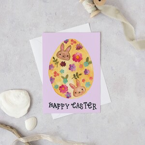Tarjeta de Pascua, Tarjeta de Pascua con Huevo, Linda Tarjeta de Felicitación de Pascua, Tarjeta de Pascua con Acuarela, Patrón de Huevo de Pascua