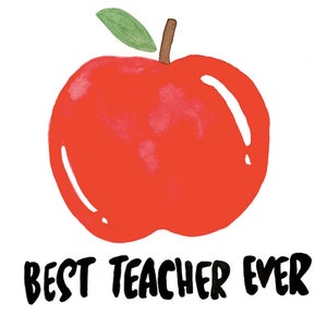 Best Teacher Ever Card, Teacher Appreciation Card, Cute Card for Teacher, End of School Year Card, Watercolour Apple Card image 3