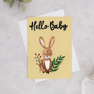 Bonjour bébé carte, carte de douche de bébé, carte pour future maman, mignon bébé Animal carte, bébé lapin bébé douche carte, carte pour bébé