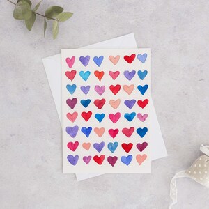 Herzen, Valentinstag Karte, Aquarell, Handgemalt, Grußkarte, Liebe