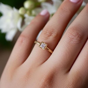 14K Yellow Gold Princess Cut Diamond Solitaire Wedding Ring