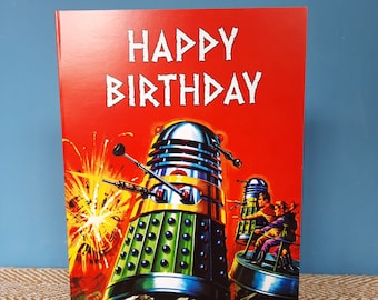 Carte d'anniversaire Doctor Who et Daleks (A5) « Joyeux anniversaire »