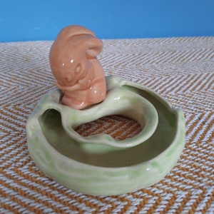 Rare Early Hornsea Pottery: Rabbit Circular Posy Trough from 1952