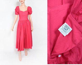 Robe Maxi LAURA ASHLEY 80s, Robe en coton rose, Medium/38