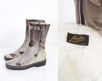 NASKO 1970  – Rare paire de bottes vintage en peau de renne. Made in NORWAY, Taille 40FR