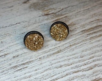 12 mm Champagne Druzy Stud Earrings, Druzy Cabochons, Druzy Studs, Druzy Stud Earrings, Jewelry