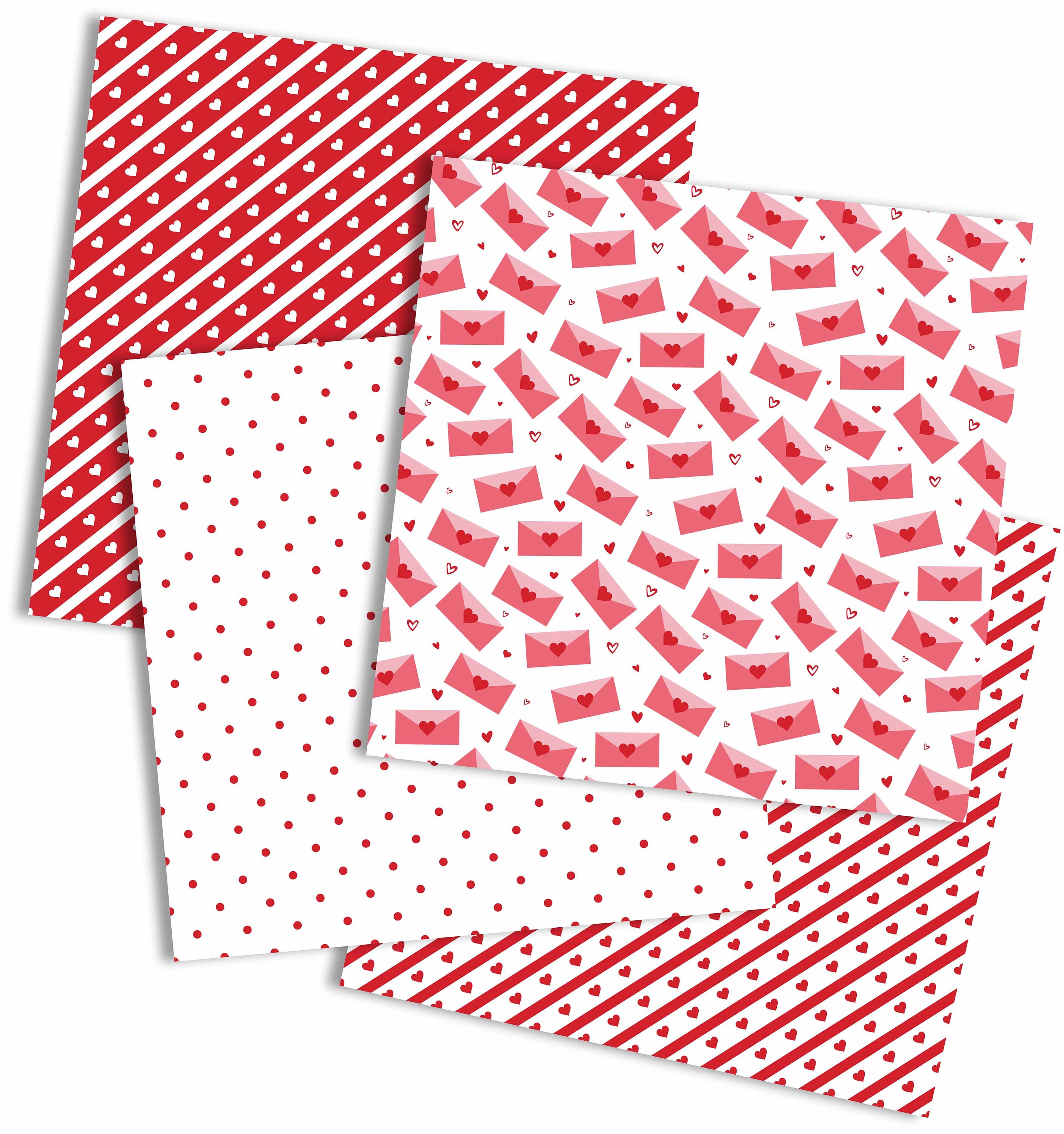 Valentine's Heart Digital Papers, Red and White Hearts, Heart ...