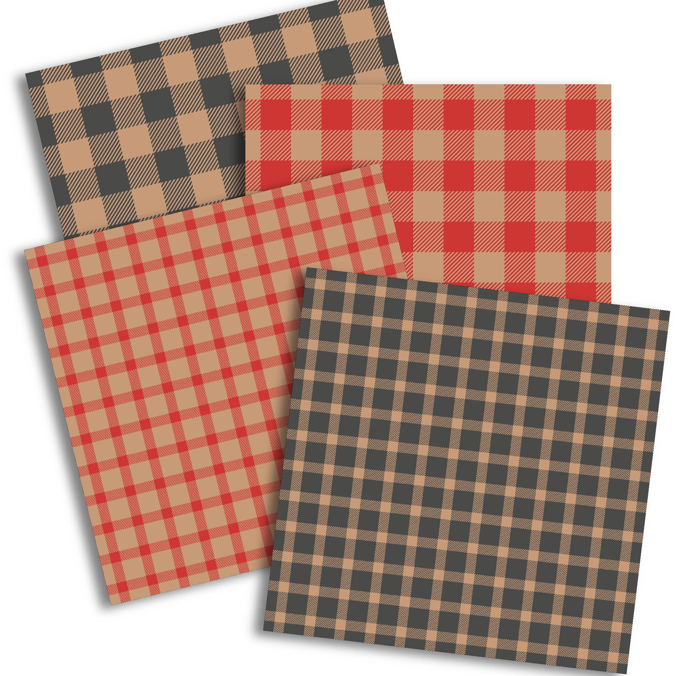 Red Brown Plaid digital paper Plaid Backgrounds Pack Cozy | Etsy