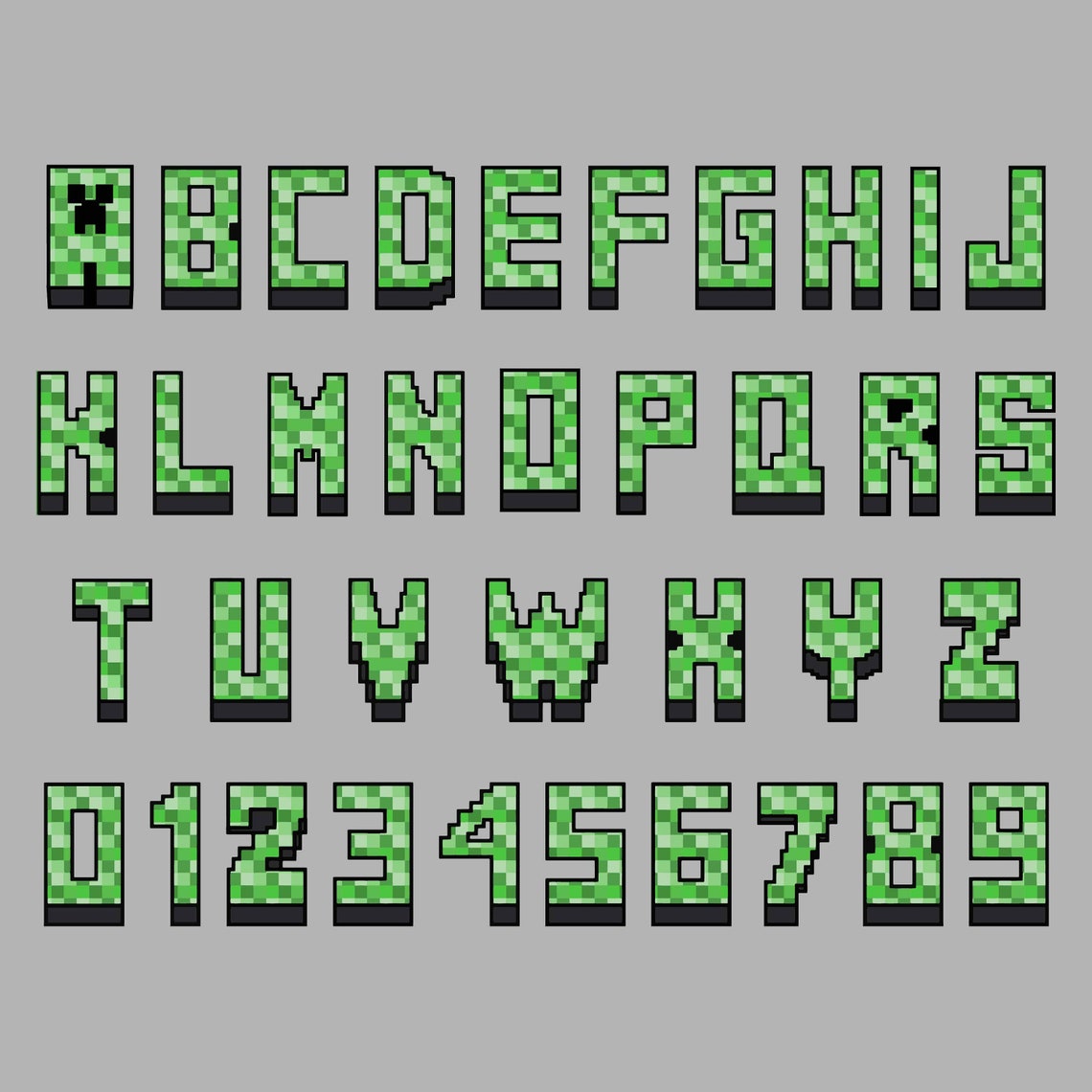 Green Pixel Font SVG Game Letters Pixel Craft Letters Etsy