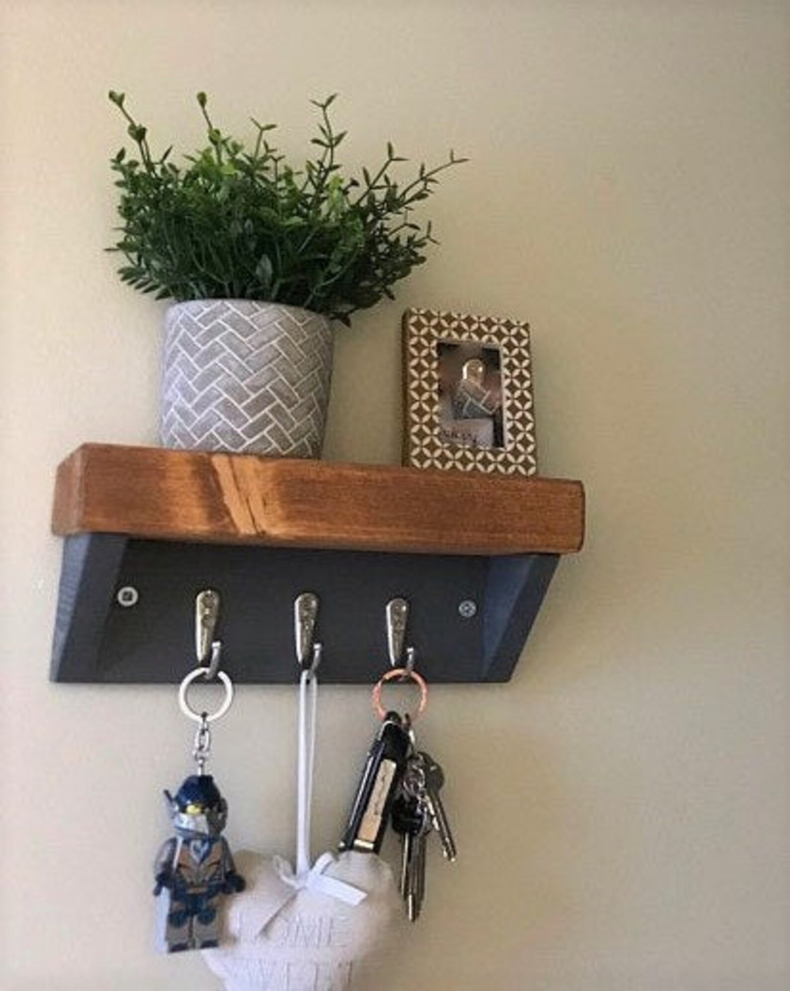 Handmade Rustic Grey Key Hook Key Rack Key Shelf Key Etsy UK