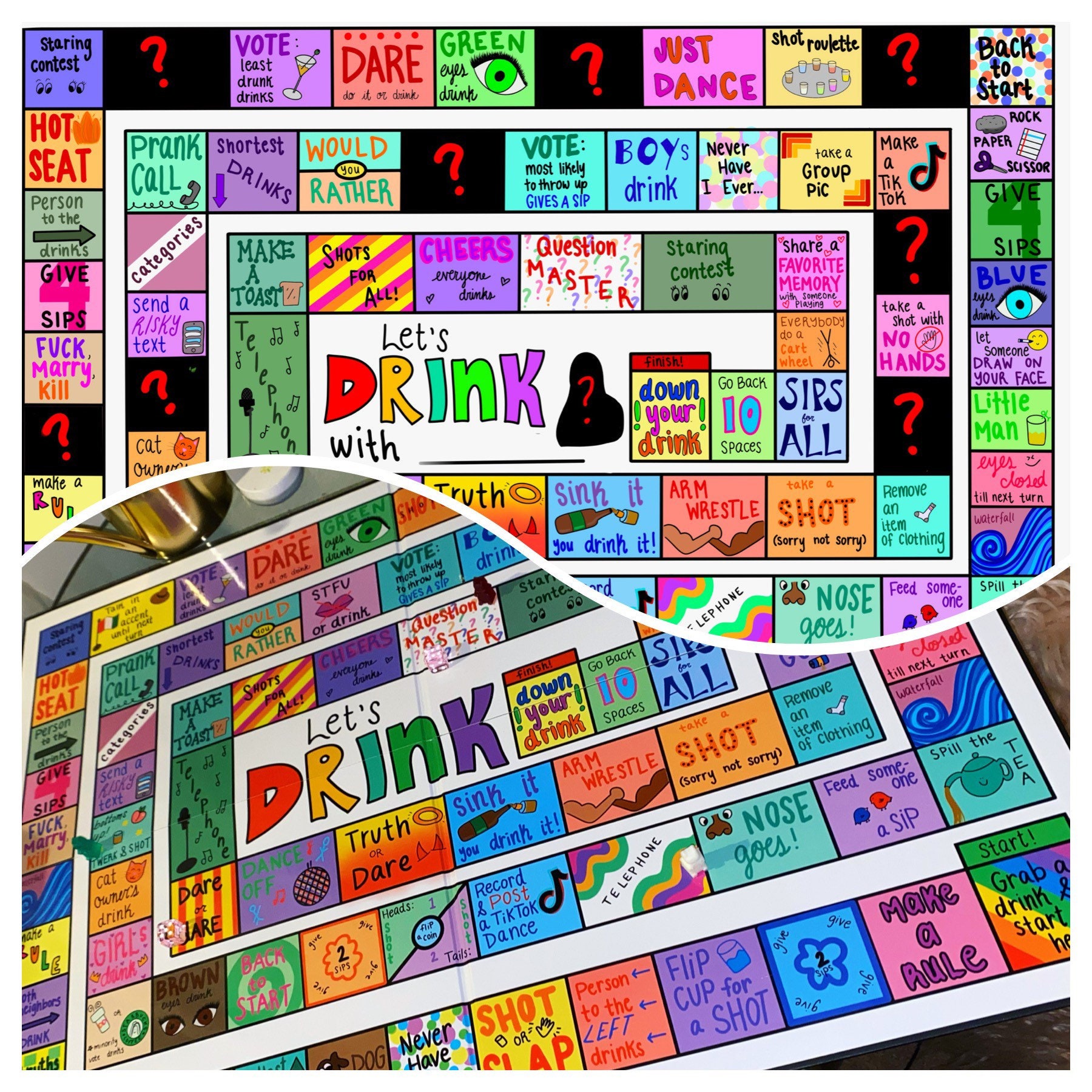 CUSTOM Lets Drink Board Game Lets Get Drunk Blackout Drinking Game Etsy