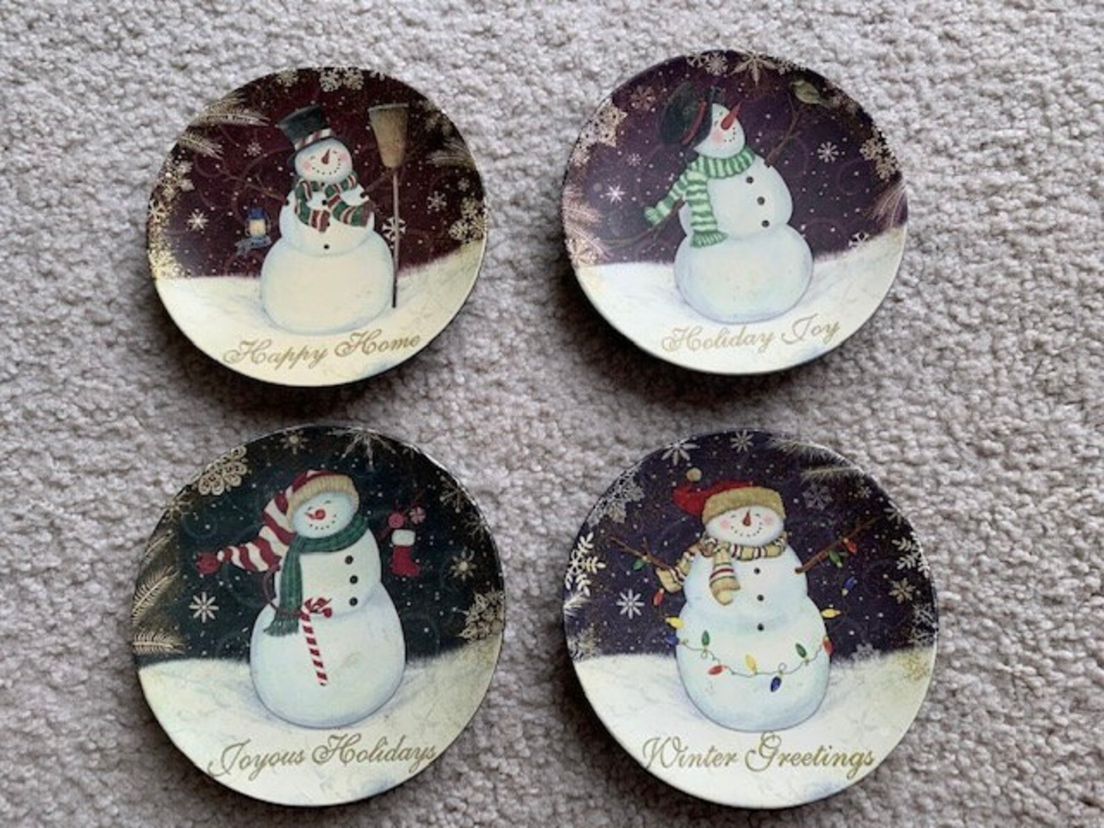 Kirkland's Snowman Christmas Mini Plate Set of 4 with Etsy