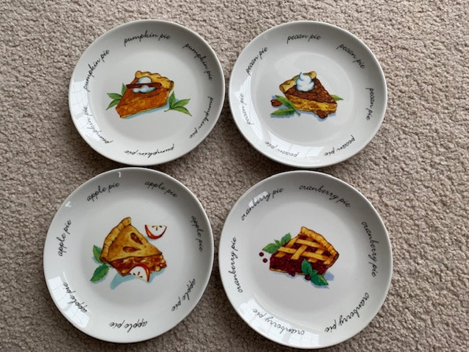 Boston Warehouse Harvest Pie Porcelain Plates Set of 4 Dessert Etsy