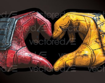 Deadpool Wolverine Heart Sticker