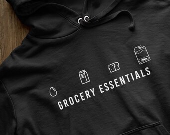 Grocery Essentials Hoodie: Unisex Cotton-Blend Hooded Pullover