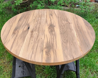 Piano Tavolo Rotondo in Rovere Recuperato: Patina Rustica, Diametro 90 cm