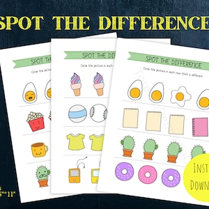 Spot the Difference, Dementia, Alzheimer's , Occupational Therapy, Visual Perception, Printable Worksheets, PDF, Instant Download