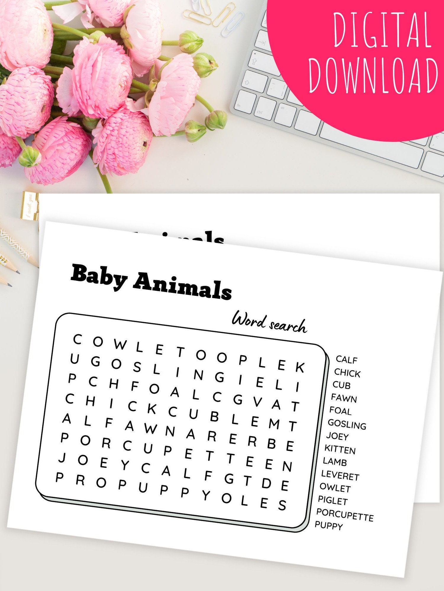 Animal Word Search Puzzles With Solutions Large Print - Etsy India