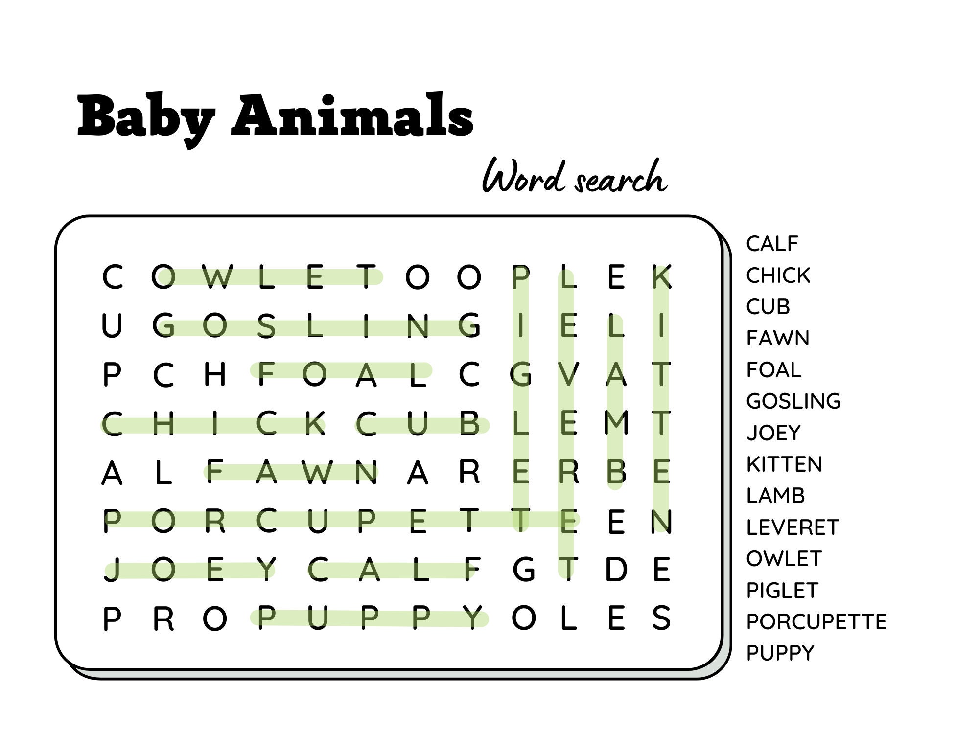 Animal Word Search Puzzles With Solutions Large Print - Etsy India
